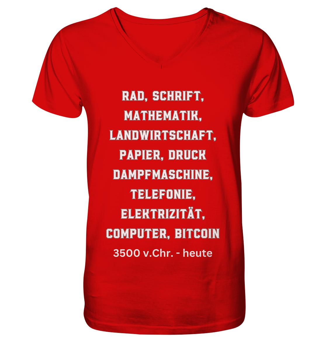 Erfindungen 3500 v. Chr. bis heute zu Bitcoin - V-Neck Shirt