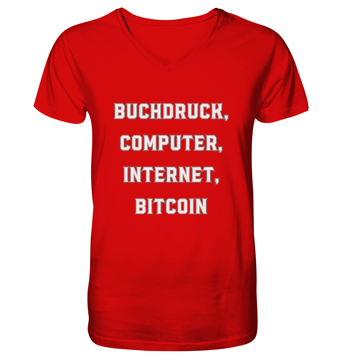 Buchdruck, Computer, Internet, Bitcoin - V-Neck Shirt