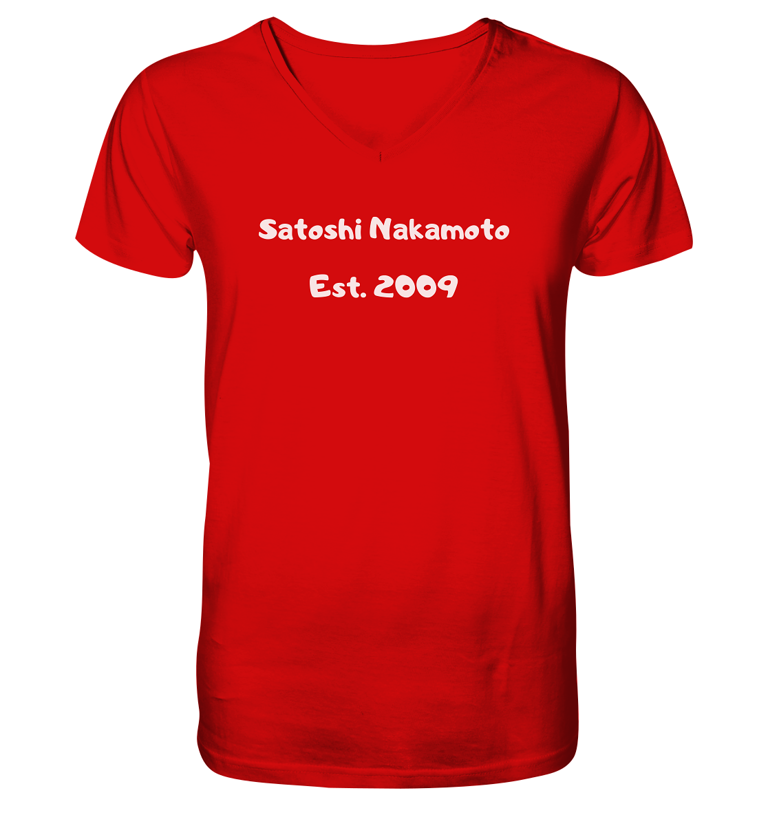 Satoshi Nakamoto Est. 2009 (Signatur pur) - V-Neck Shirt